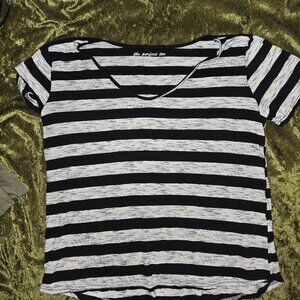 Black and Gray Striped Womens T